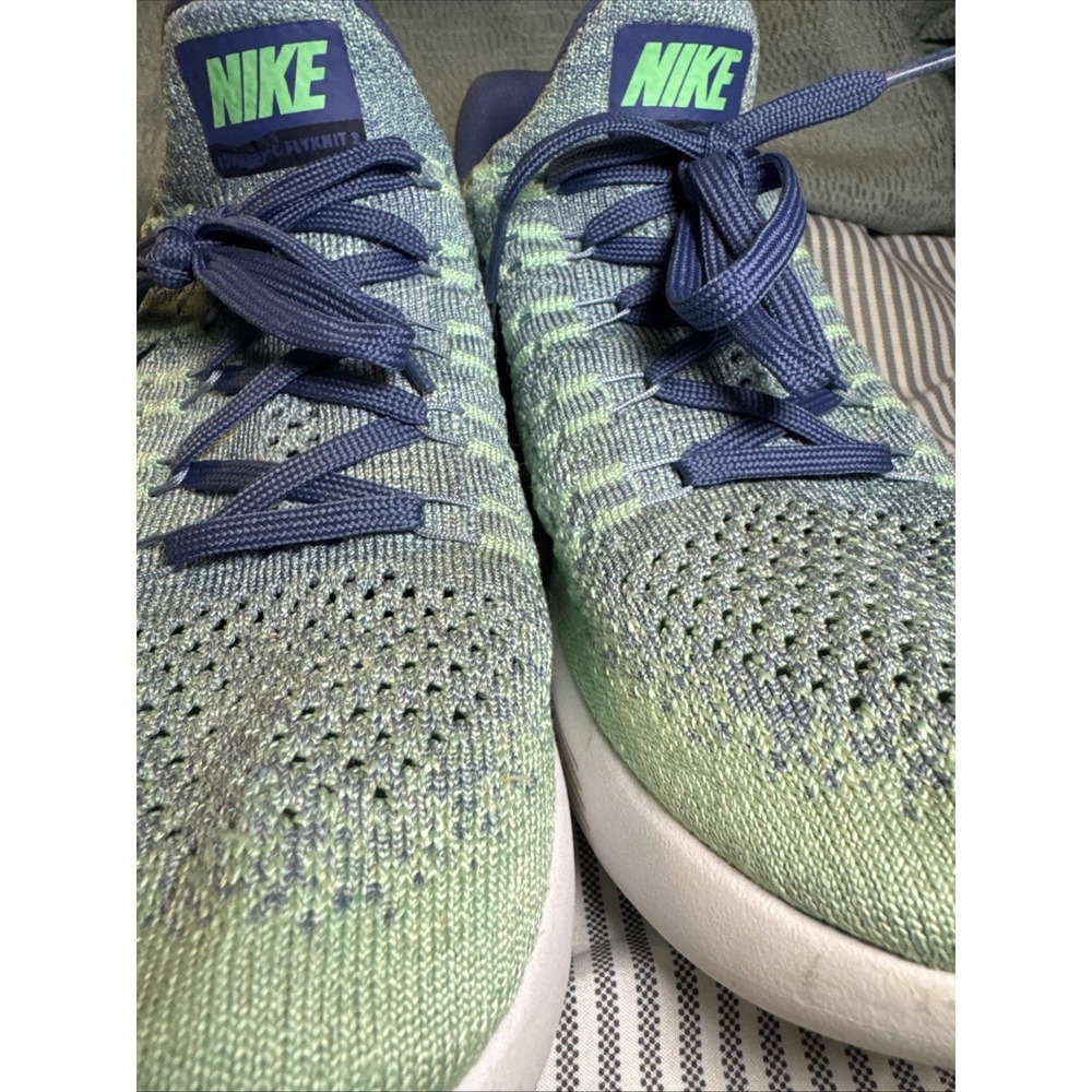 Nike Lunarepic Low Flyknit 2 Running Shoes Electro Green Blue Moon Size 9 - Picture 7 of 9
